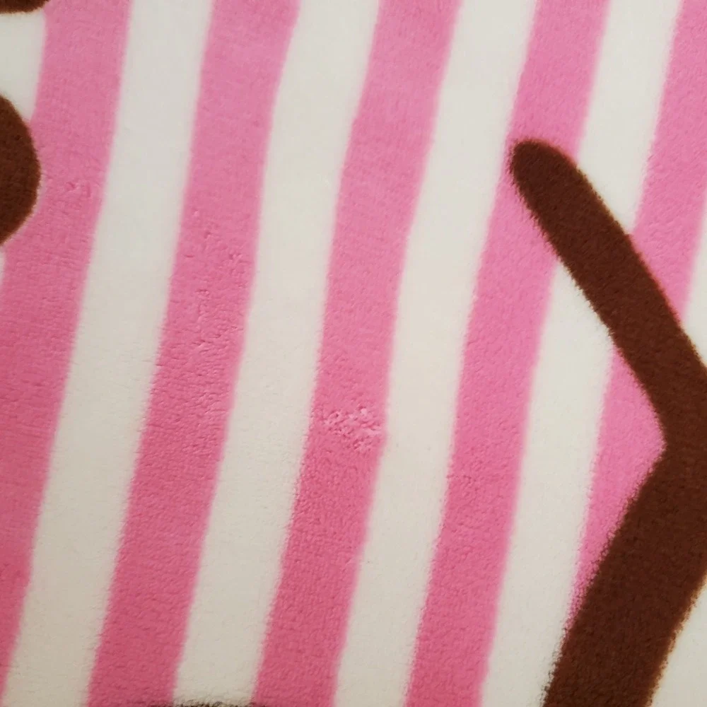 Hello kitty sanrio Brown‎ fleece pink Striped print blanket I Love You Vintage